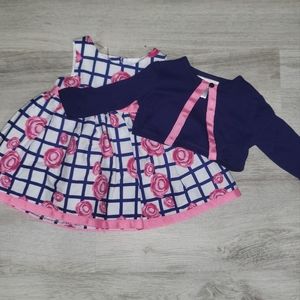 Pink, navy and white sun dress with over jacket